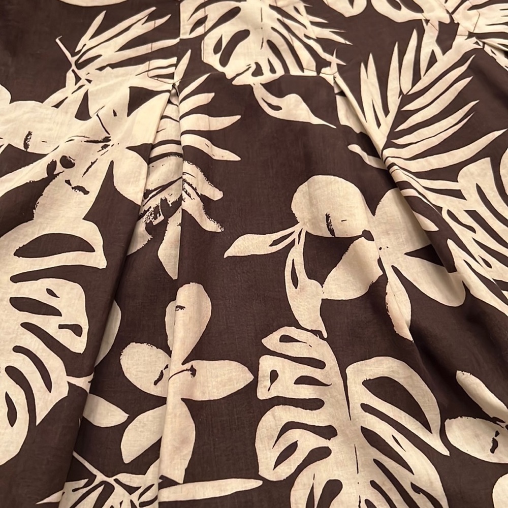 Chico's Women Pleated Skirt Brown Palm Leaf Hawaiin Print Size 2.5 - Picture 2 of 10